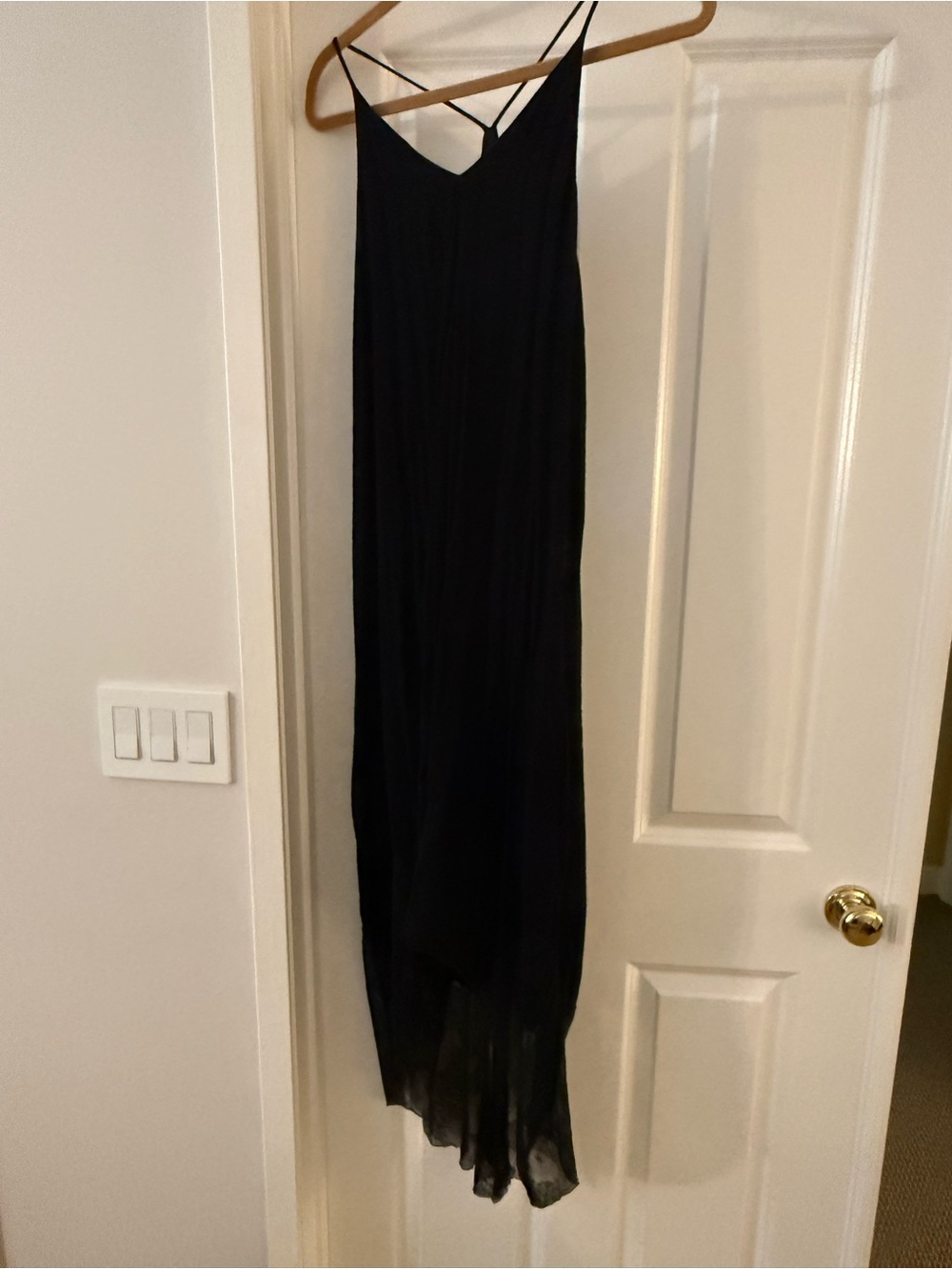 Wayf Black Maxi Slip Dress with Lace Bottom and Thin Straps XL NWT